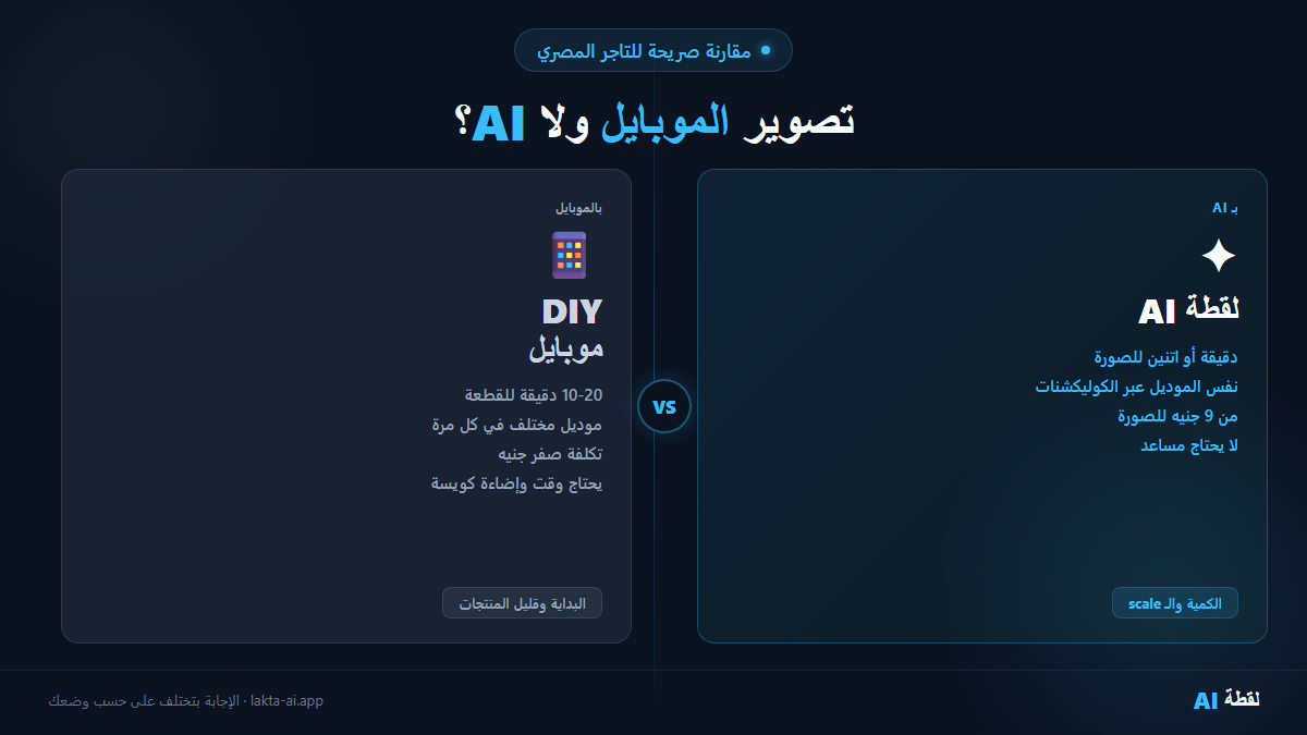 مقارنة تصوير الموبايل (DIY) مقابل لقطة AI لملابس الأطفال — الوقت والتكلفة والجودة